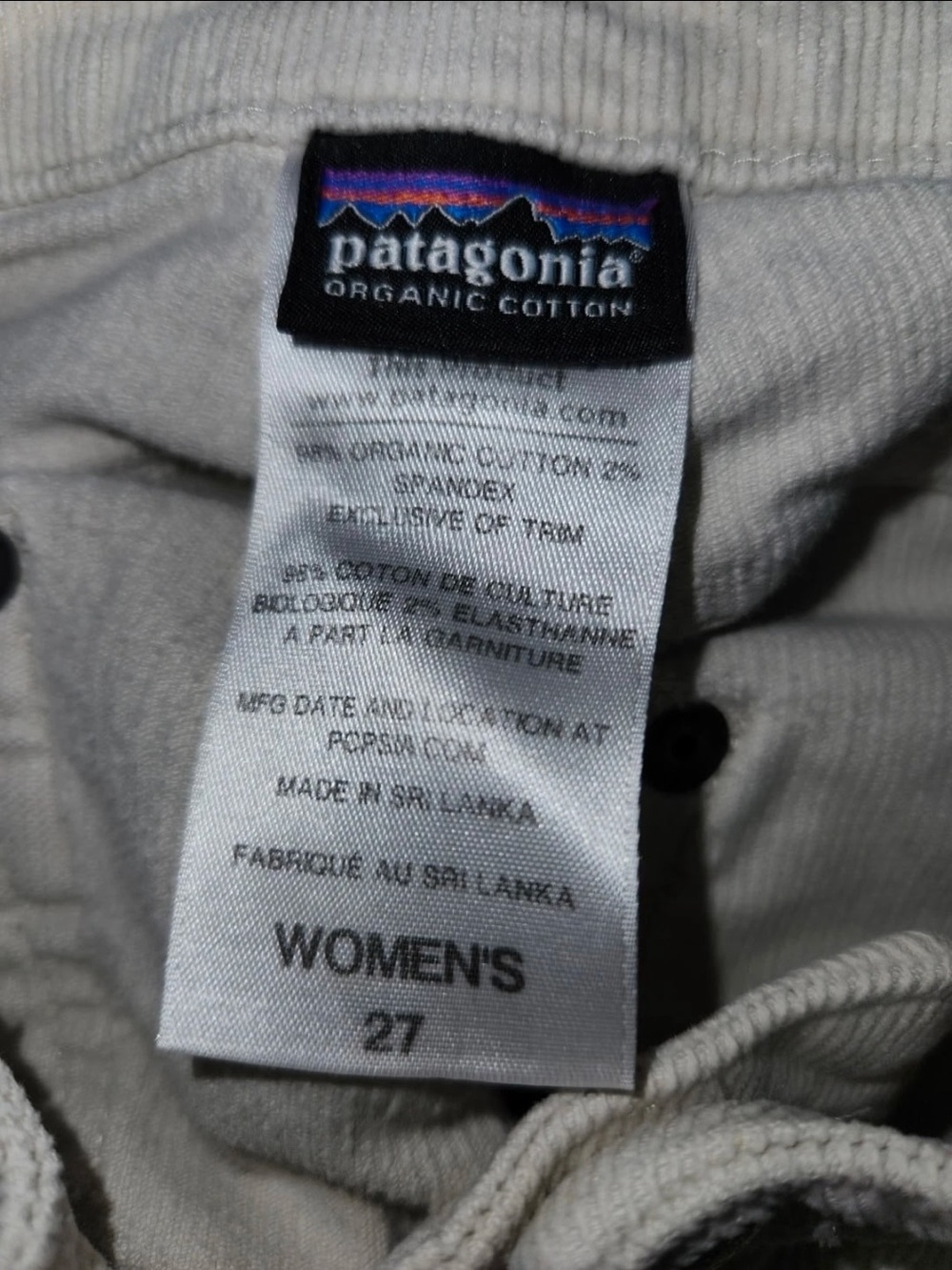 Patagonia Fitted Corduroy Pants Cream Beige Ivory STY55055 Women's 27 - Picture 5 of 5